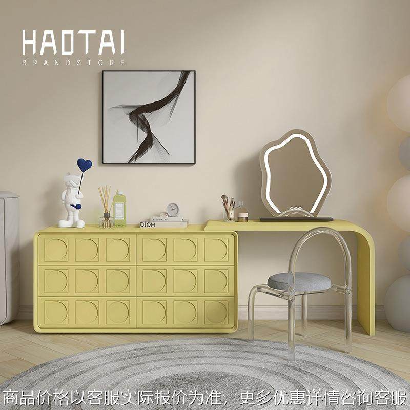 意式极简梳妆台伸缩斗柜一体化妆桌实木小户型转角储物奶油风妆台,住宅家具,梳妆台/桌,淘宝优惠券,粉丝福利购,淘宝优惠卷