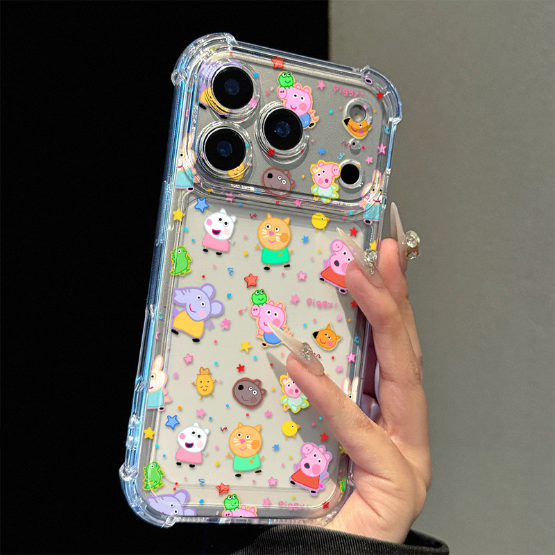 满屏小猪佩奇适用17iPhone17promax/16plus/15pro手机壳苹果13气囊防摔壳17AIR新款12PROMAX11保护套14PROMAX