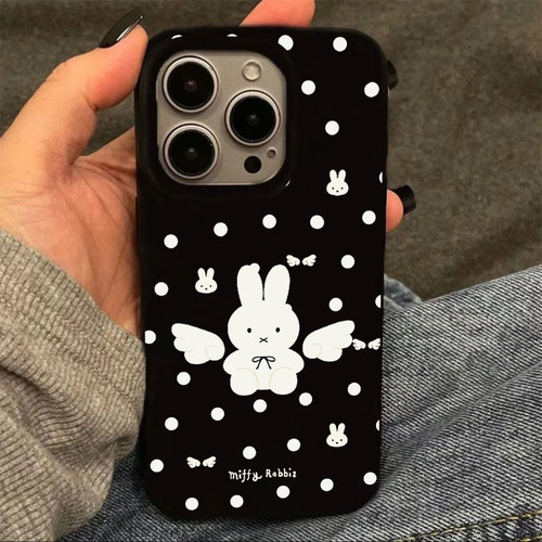 波点翅膀米菲适用于苹果17/16promax手机壳iPhone15pro/14/13果冻黑pura70华为mate60pro小米15vivo软套oppo