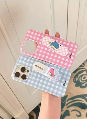 双子星创可贴支架适用iPhone17promax白色大孔IMD苹果16pro15手机壳华为mate70女vivo小米15红米oppo硬背软边