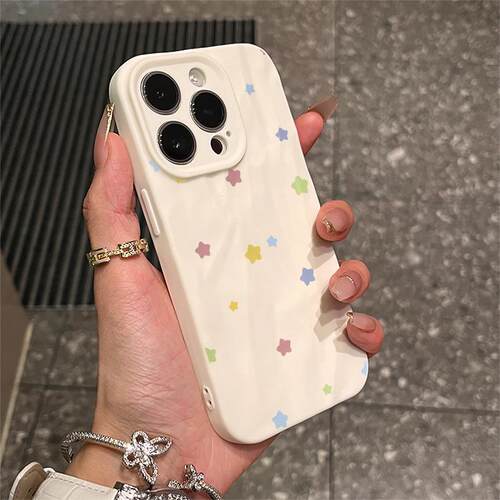 彩色星星适用于苹果17promax/16pro/15plus/14褶皱手机壳iPhone13小众12promax简约11个性ip17pro新款16软套