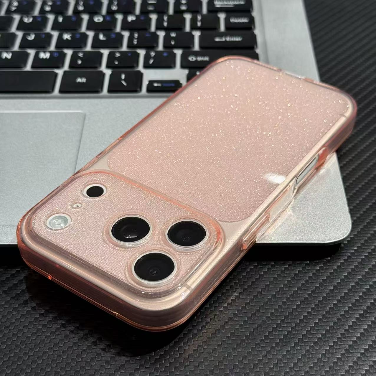 透粉细闪星钻壳适用于17苹果17/16promax手机壳iPhone15PRO精孔13pro/12苹果14promax软套13简约16Plus个性15