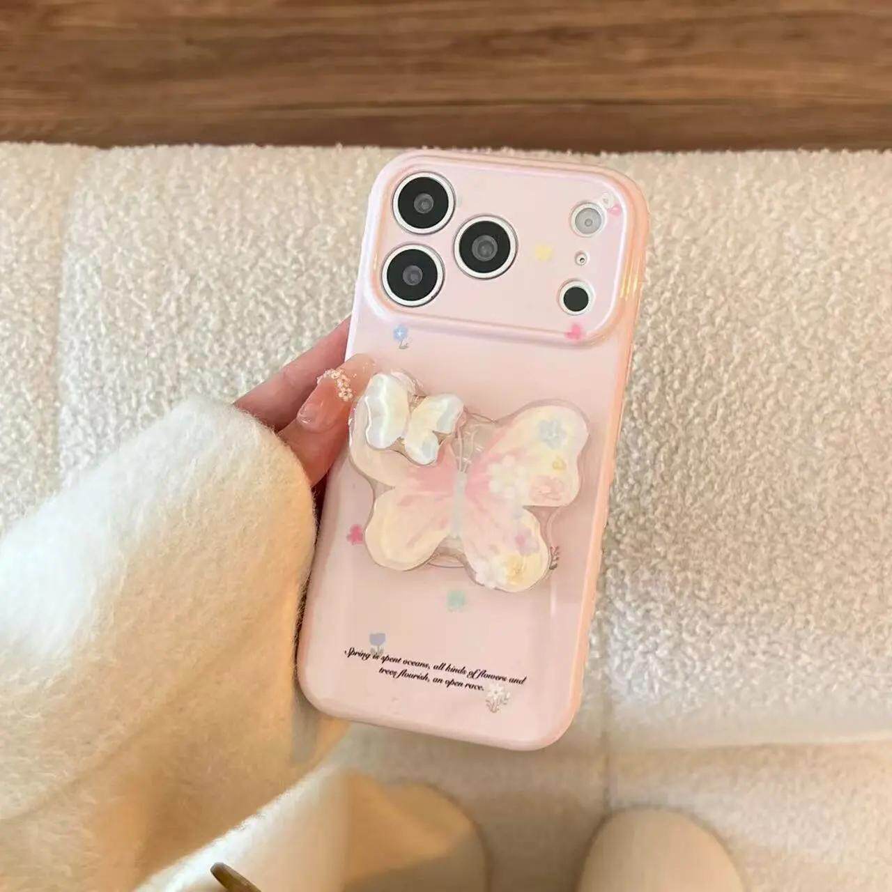 英文蝴蝶支架用于苹果17Air/16promax手机壳iPhone15promax/14/13秒变侧边爱心iPhone12promax二合一16Plus套