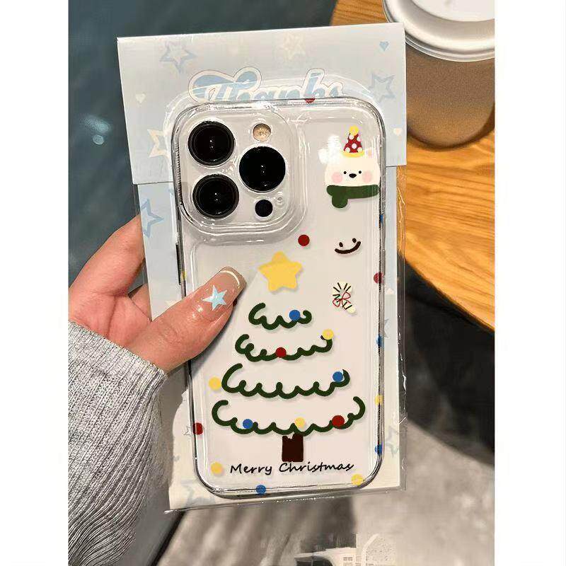 暖冬波点圣诞树适用于17苹果/华为/小米/vivo/oppo太空手机壳iPhone17promax/16/15小米17PROmate70/pura70套