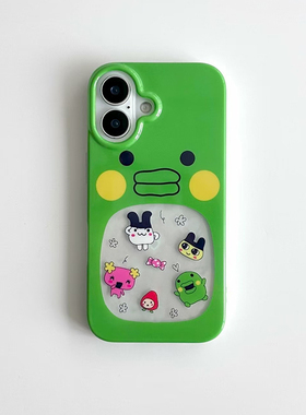 绿色拓麻歌子适用于苹果17/16promax手机壳华为mate70新款pura70荣耀200小米15Pro高透vivoS19防摔oppo保护套