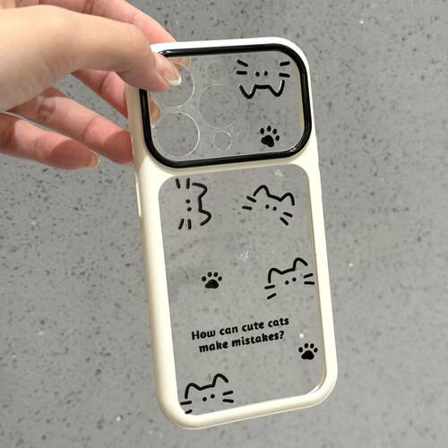 黑框黑可爱猫适用iPhone17promax/16plus/15pro防摔手机壳苹果13星空壳ip17AIR新款12PROMAX/11保护套15PLUS