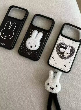 白点米菲兔刺绣适用苹果17promax/16pro/15plus/14香奈鼓包手机壳iPhone13小众12promax新款11个性ip17pro套