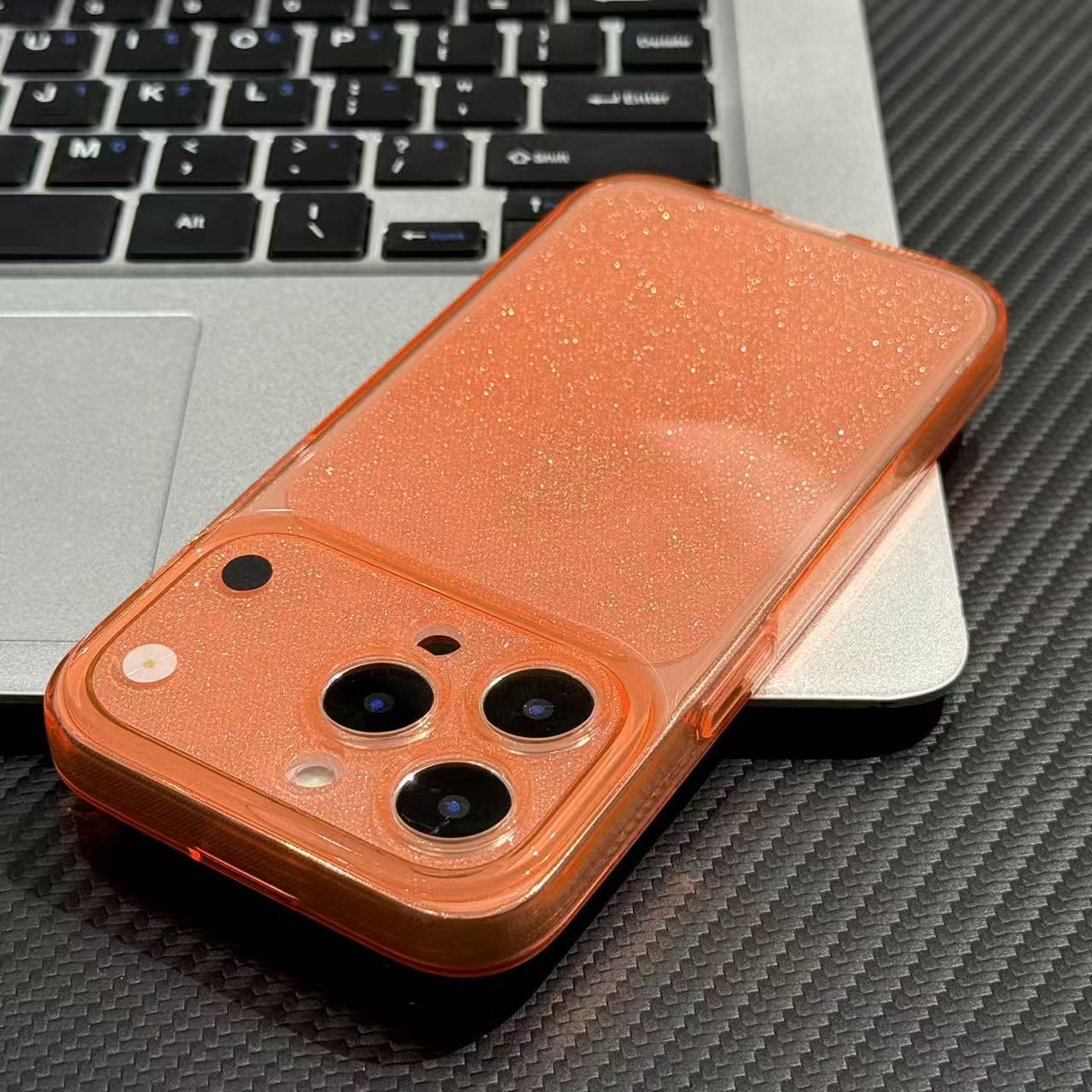 橙色细闪星钻壳适用于17苹果17/16promax手机壳iPhone15PRO精孔13pro/12苹果14promax软套13简约16Plus个性15
