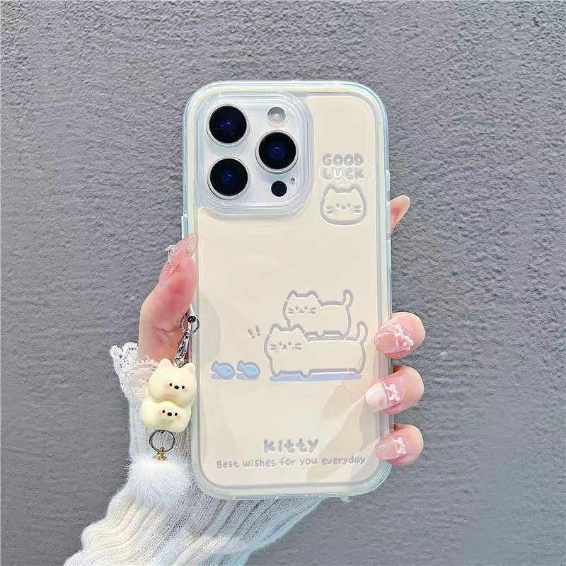 叠叠乐小猫挂饰适用于iPhone17promax/16手机壳苹果15pro撞色大孔12promax华为Pura80小米17oppo软vivo保护套