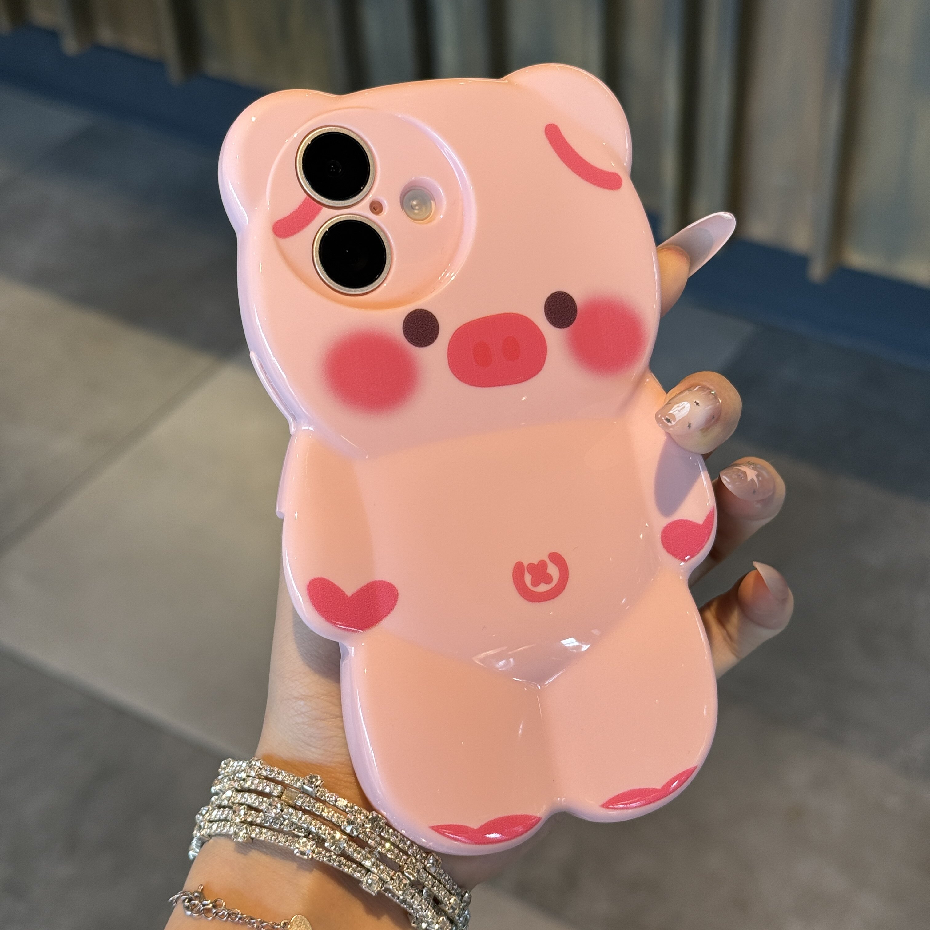 肚脐粉猪适用于17苹果17/16promax手机壳iPhone15PRO小熊壳13pro/14个性苹果14promax保护套15卡通16Plus防摔