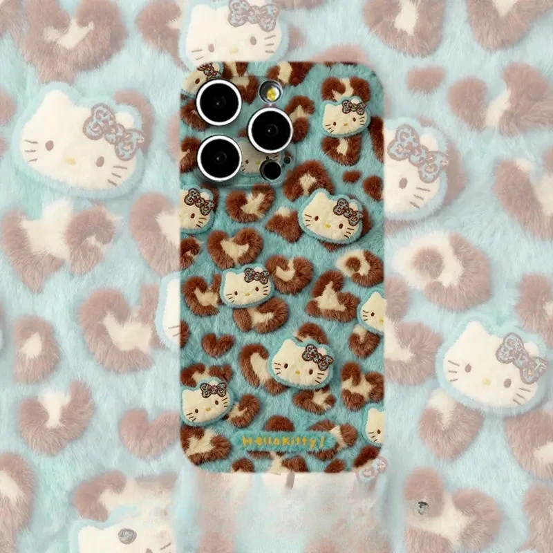 仿绒蓝色kt豹纹适用于17苹果/华为/vivo/小米/oppo手机壳iPhone17promax/16菲林ip15/14/13/12小米17Mate70套