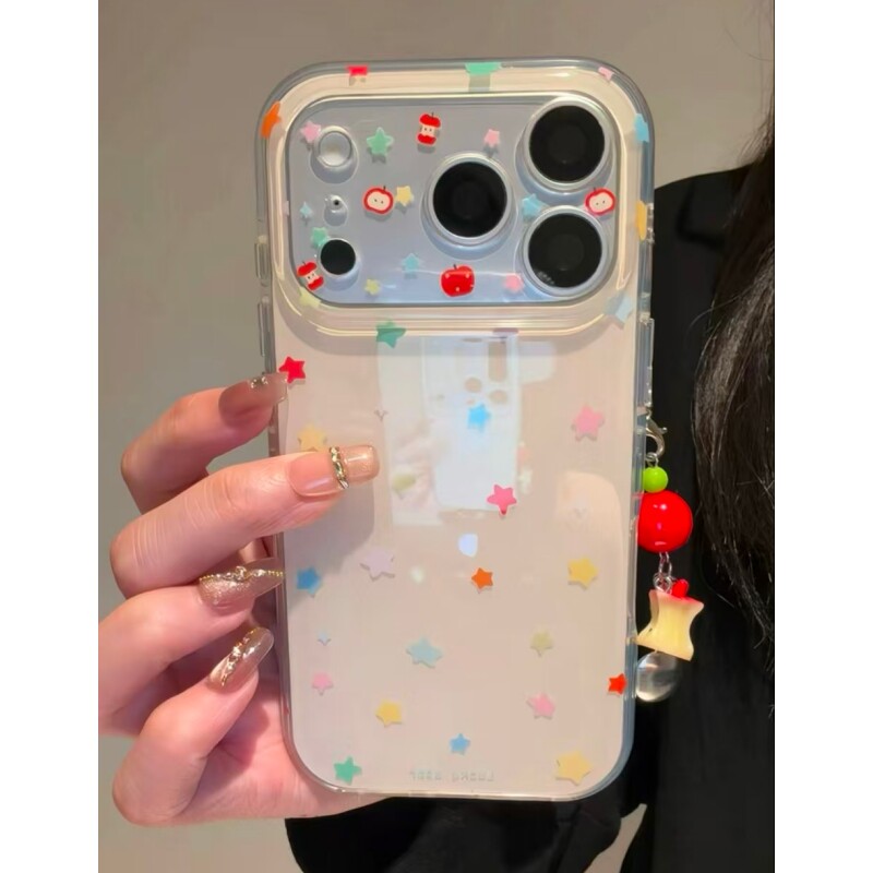 彩色苹果星星挂件适用17iPhone17promax/16plus/15pro手机壳苹果13白色精孔ip17AIR新款12PROMAX11保护套15套