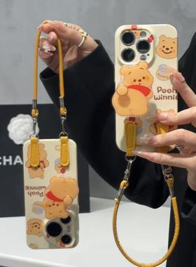 翘屁维尼熊支架挂绳适用于17苹果/华为/vivo/小米/oppo手机壳iPhone17pro/16菲林硬壳ip15/14保护套Mate70pro