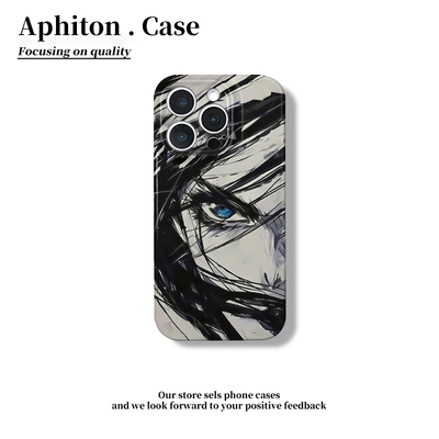 线条碧眼少女适用于17苹果/华为/vivo/小米/oppo手机壳iPhone17pro/16菲林硬壳ip15Plus保护套Mate70小米15套