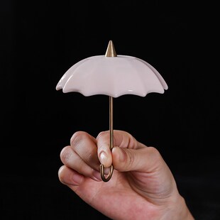 创意雨伞茶漏茶滤陶瓷全瓷一体过滤网功夫茶道零配摆件茶隔