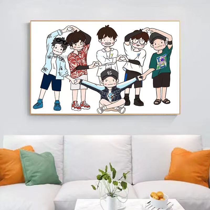 0713男团数字油画diy填色闺蜜姐妹手工填色油彩画卧室装饰画礼物