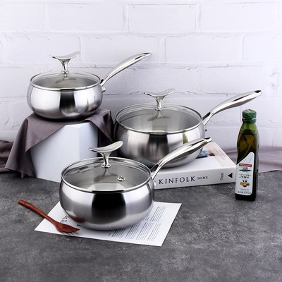 18/10不锈钢奶锅辅食辅食小锅汤锅热牛奶泡面家用单柄加厚汤锅