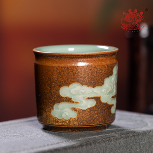 龙泉青瓷主人杯单杯陶瓷功夫茶具茶杯柴烧窑变个人家用品茗杯子