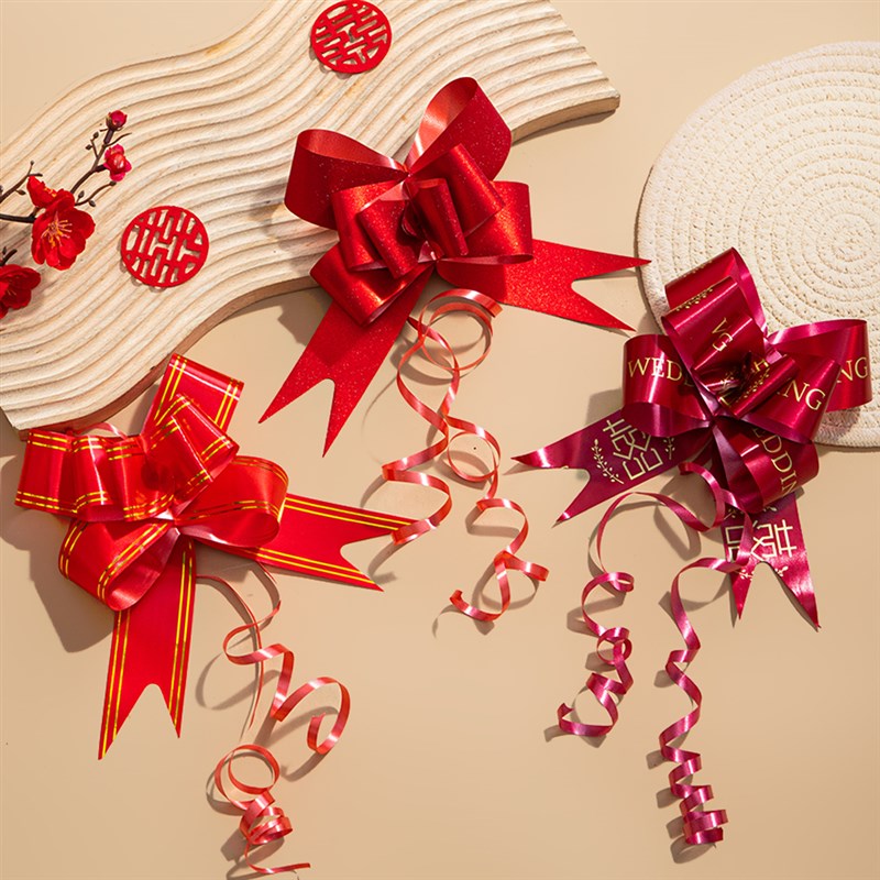 婚车门把手拉花彩带蝴蝶结大号楼梯扶手新车后视镜扎花结婚庆装饰