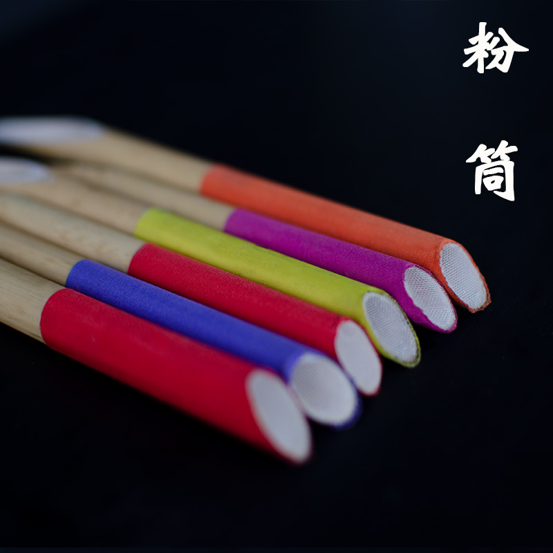 大漆金缮莳绘粉筒  天然芦苇粉筒  漆画材料 洒金材料