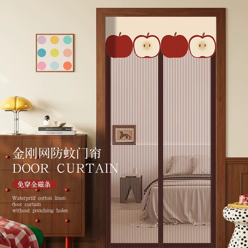 卡通帘头防蚊门帘磁吸纱门金刚网家用阳台推拉门落地窗网纱窗粘贴