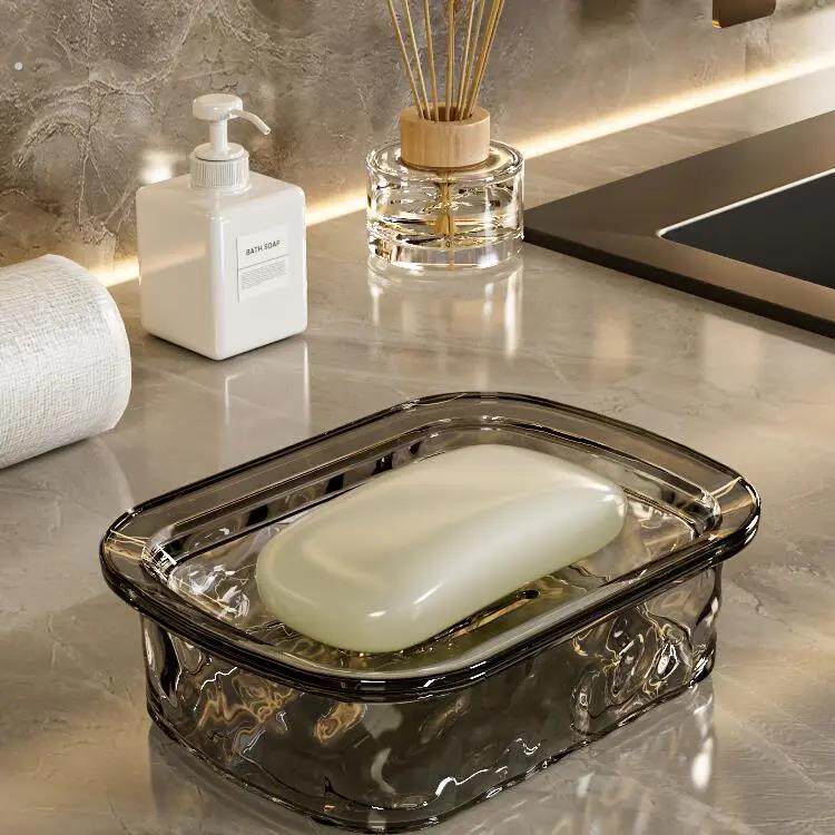 肥皂盒2024新款高级轻奢带盖家用大号洗衣皂盒子双层沥水盒香皂盒