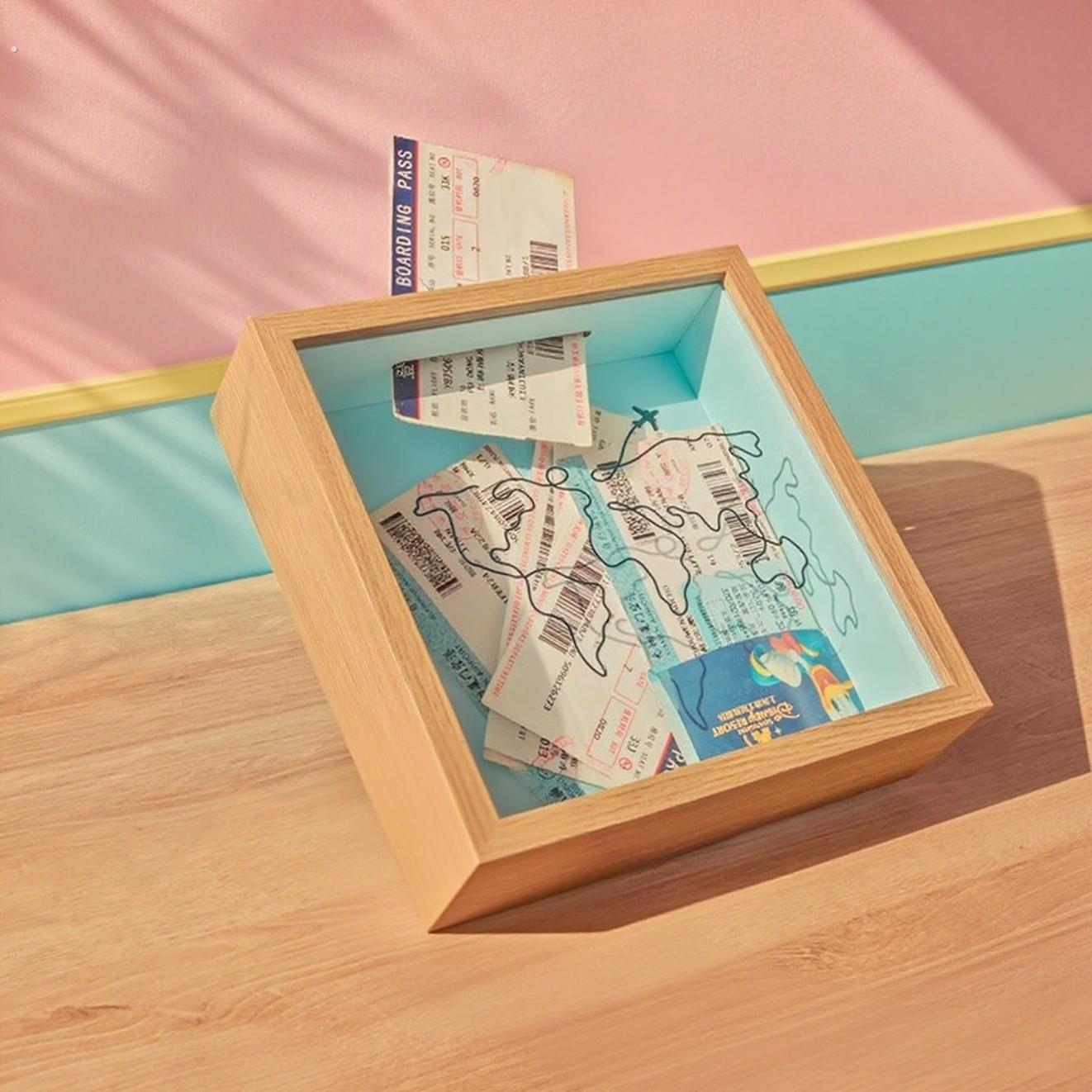 时光碎片票根收纳相框纪念演唱会门票旅行机票收纳盒装饰收藏摆件