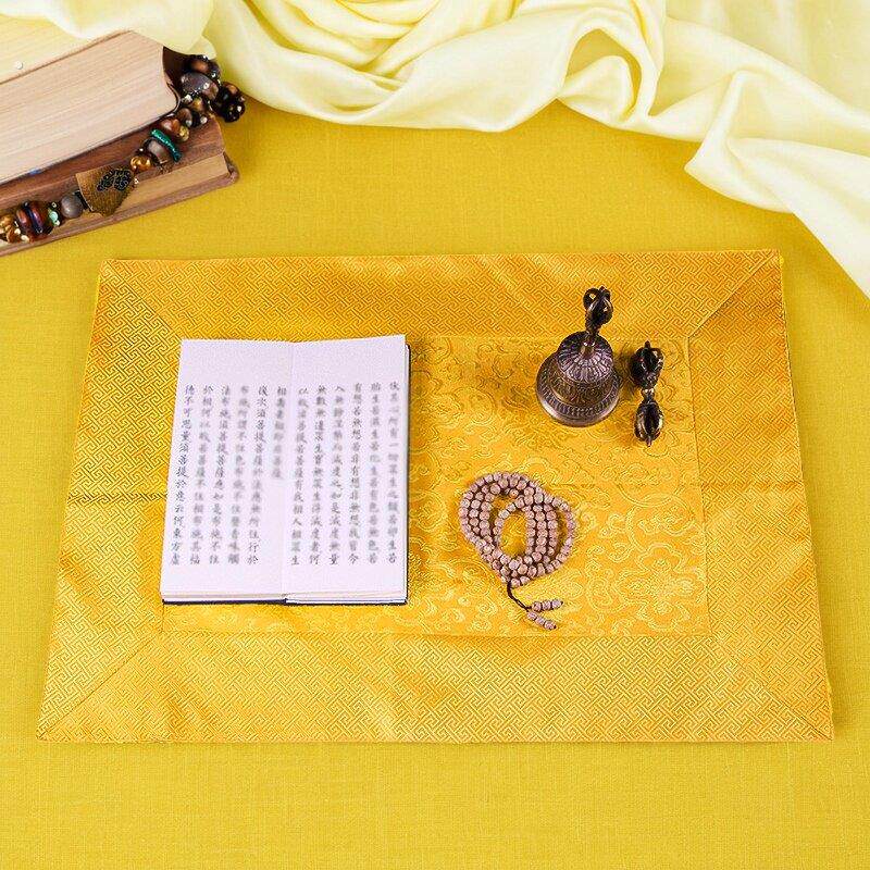 精品藏式桌布可定制双层加厚布料台布龙纹织锦缎供桌布黄布裁剪