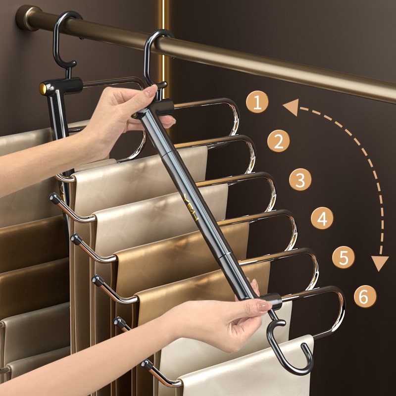 折叠裤架家d用裤夹衣架专用衣柜多功能裤挂架无痕防滑裤子收纳神