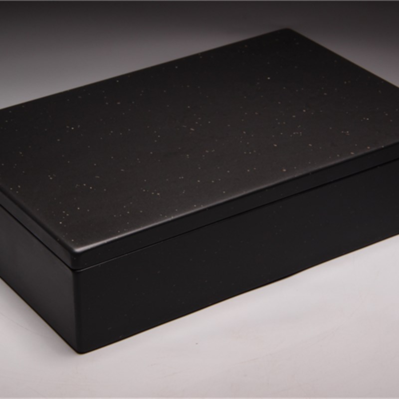 精品歙砚/长方素池n/老坑金星素砚带盖砚台兼文房书画大砚台端砚