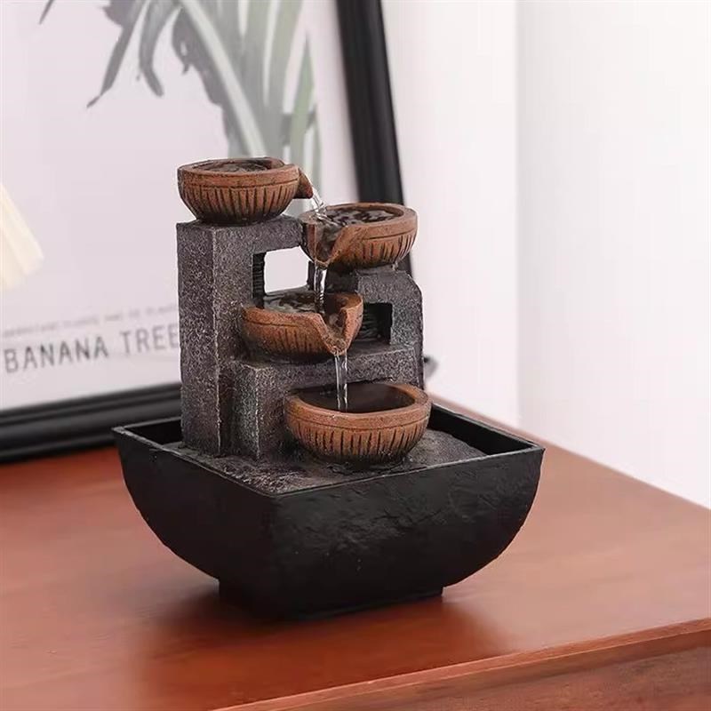 招财转运自动流水摆件循环水中式茶几办公室桌面小摆件客厅家用