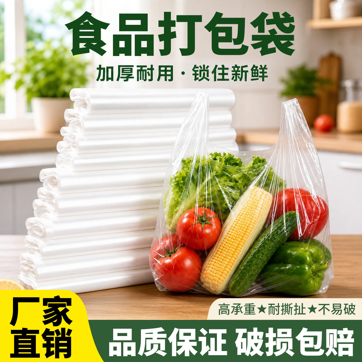 食品级塑料袋加厚家用手提背心袋白色食品袋方便袋透明打包袋批发