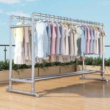 落地家用钢管防风加厚阳台卧室双杆室外晒被子晾衣加粗挂衣晾衣架