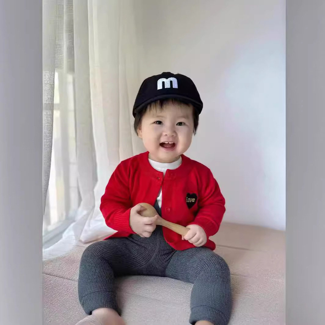 2024新款童装毛衣 春季婴童圆领纯色外套女童棉针织开衫