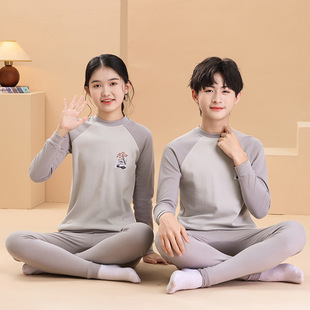 打底棉毛衫 青少年大童衬衣衣服衬裤 男童纯棉内衣套装 秋衣秋裤