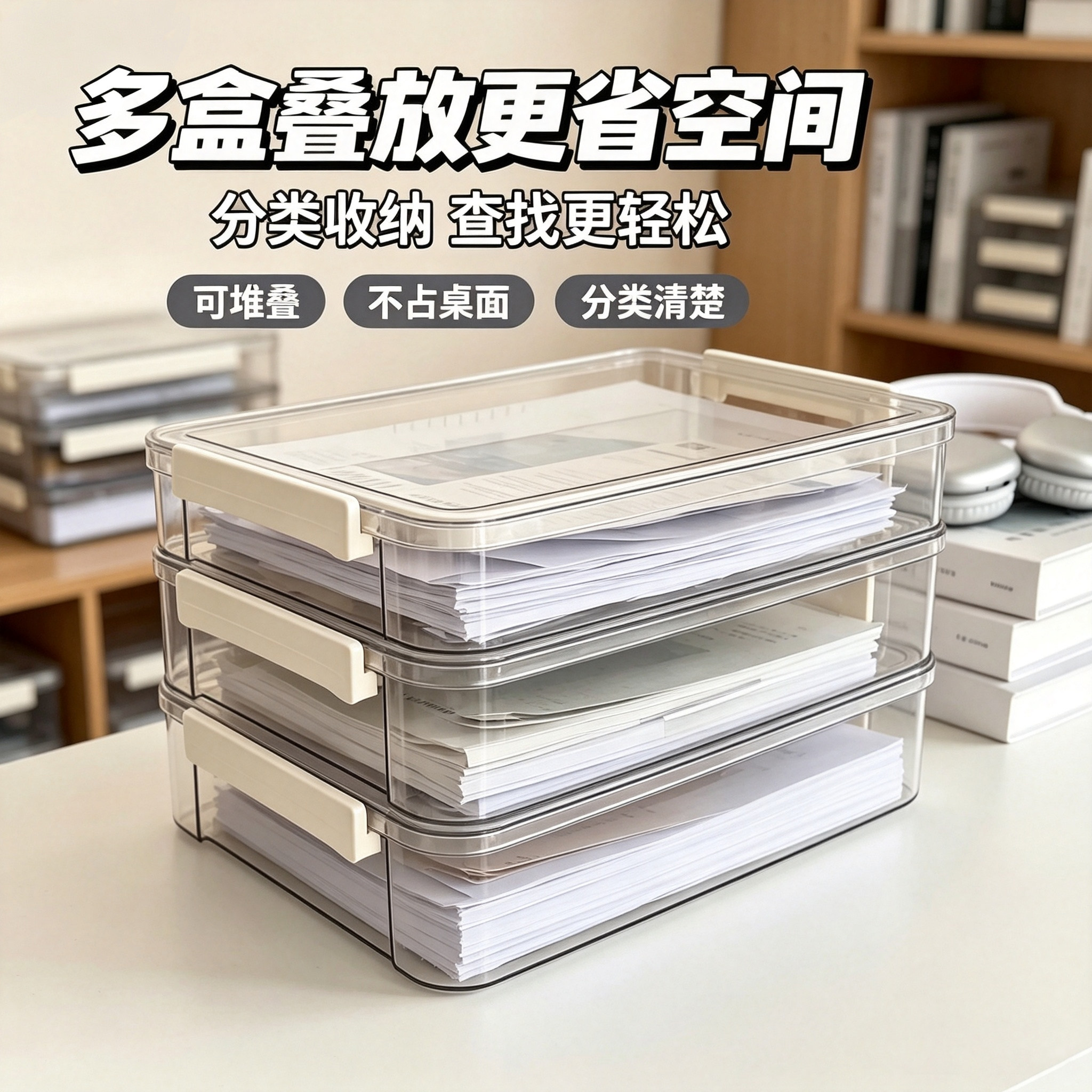 家用证件收纳盒包A4透明档案盒放重要文件户口本箱资料试卷收纳袋