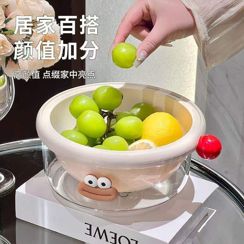 可爱卡通双层洗菜盆子沥水篮