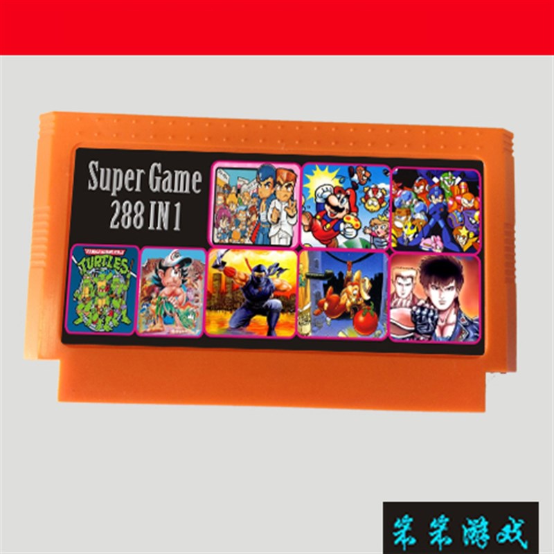 8位红白电视游戏机用游戏卡288合一 含热血 忍者神龟等不重复节目