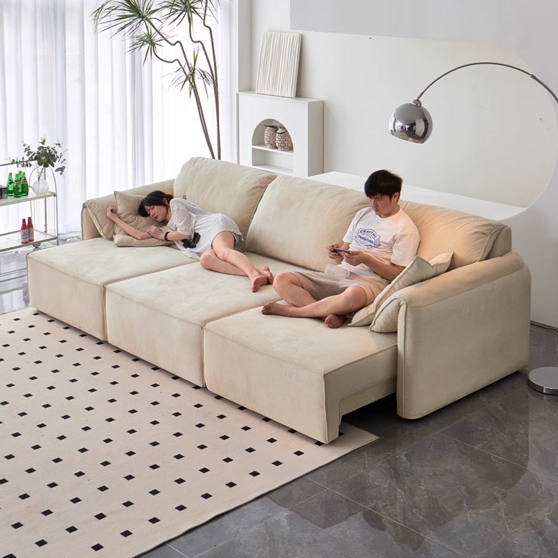 大象耳朵电动布艺沙发客厅奶油风小户型遥控伸缩功能沙发床可调节