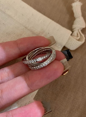 vintage中古冷淡风三环星轨戒指