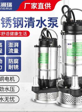 220V不锈钢潜水泵大流量高扬程泵自吸泵抽水泵增压泵304不锈钢