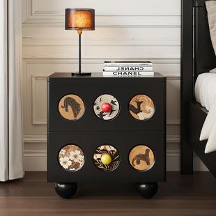 有趣的儿童卡通实木床头柜家用卧室2025爆款收纳柜一体设计感小众