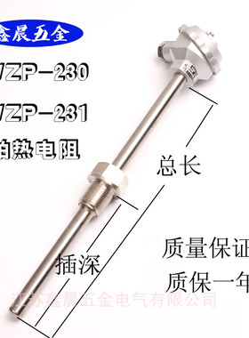 WZP-230/WZP-231/PT100铂热电阻/PT100温度传感器/固定螺纹热电偶