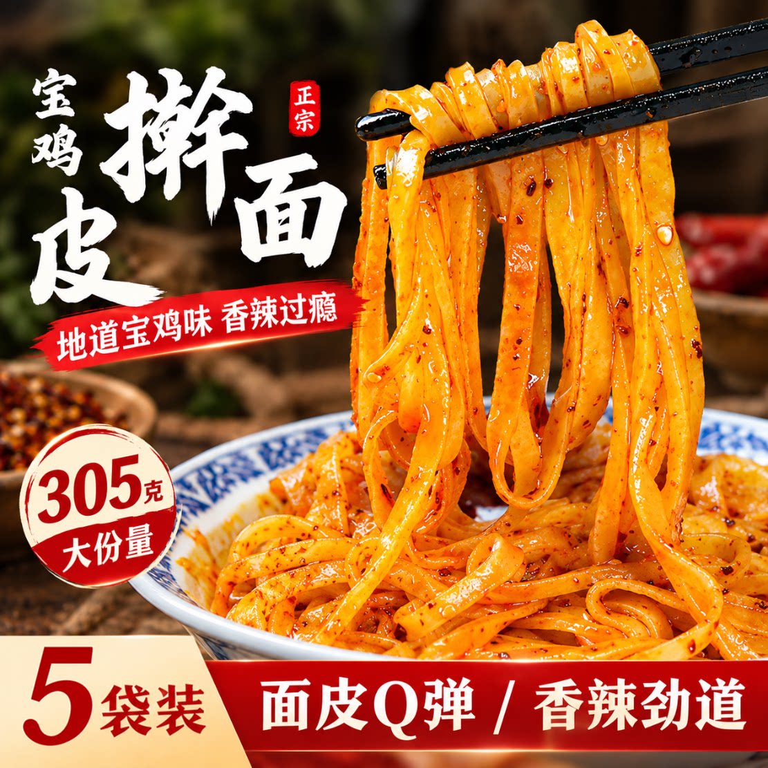 凤回首陕西正宗红油擀面皮