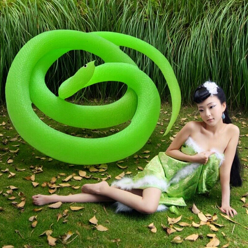 软胶仿真青蛇大号绿色蟒蛇白蛇传儿童玩具荧光绿吓人假蛇动物模型