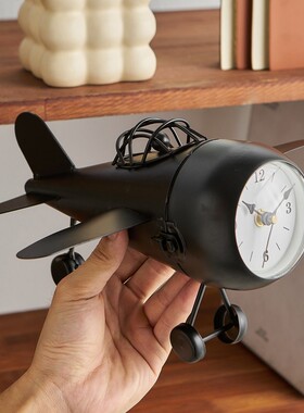 工业风复古时钟创意金属摆件高级感小众电视柜玄关斗柜装饰工艺品