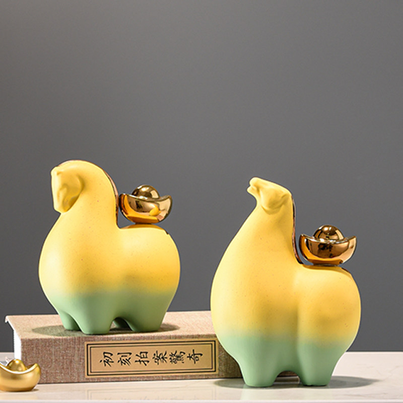 马上有钱摆件新中式客厅玄关