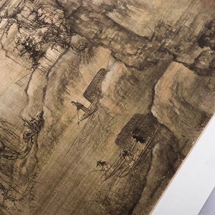 宋代山水画王诜渔村小雪图真迹复制原大高清仿古名画临摹装饰画芯