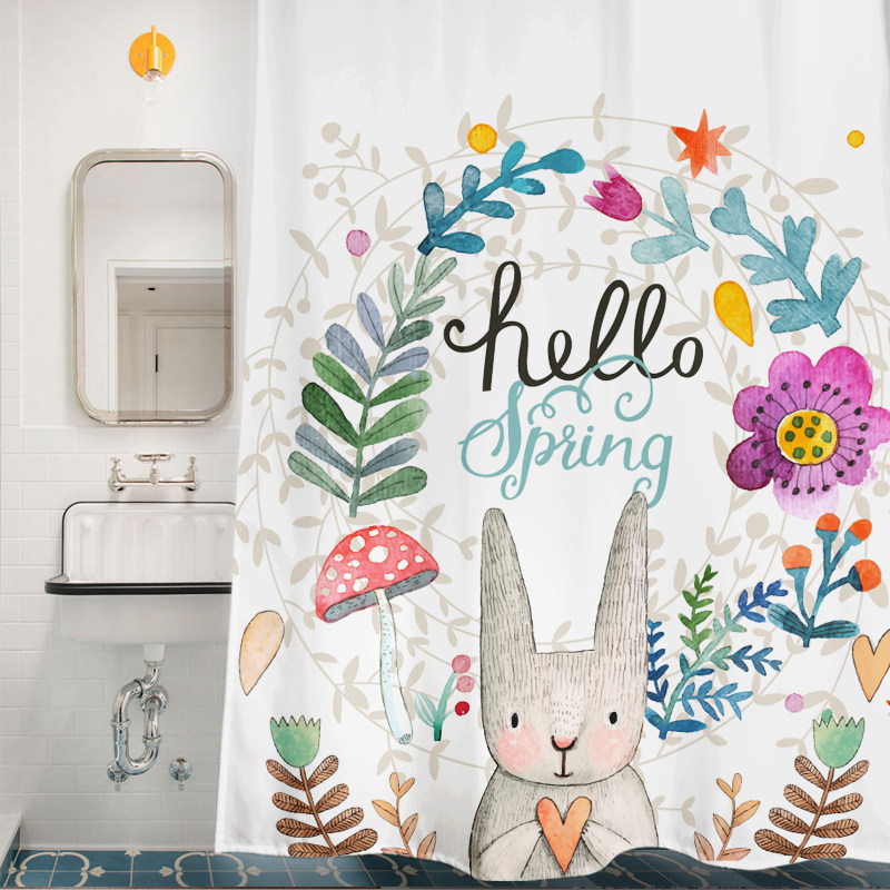 卡通浴帘防水加厚防霉浴布定制淋浴帘浴室窗帘布隔断帘可爱帘子,家庭/个人清洁工具,浴帘,淘宝优惠券,粉丝福利购,淘宝优惠卷