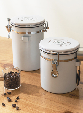 ABF咖啡豆保存罐单向排气咖啡粉密封罐不锈钢咖啡罐奶粉罐储存罐